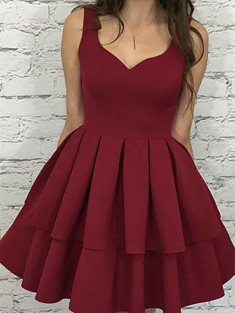 burgundy dress short