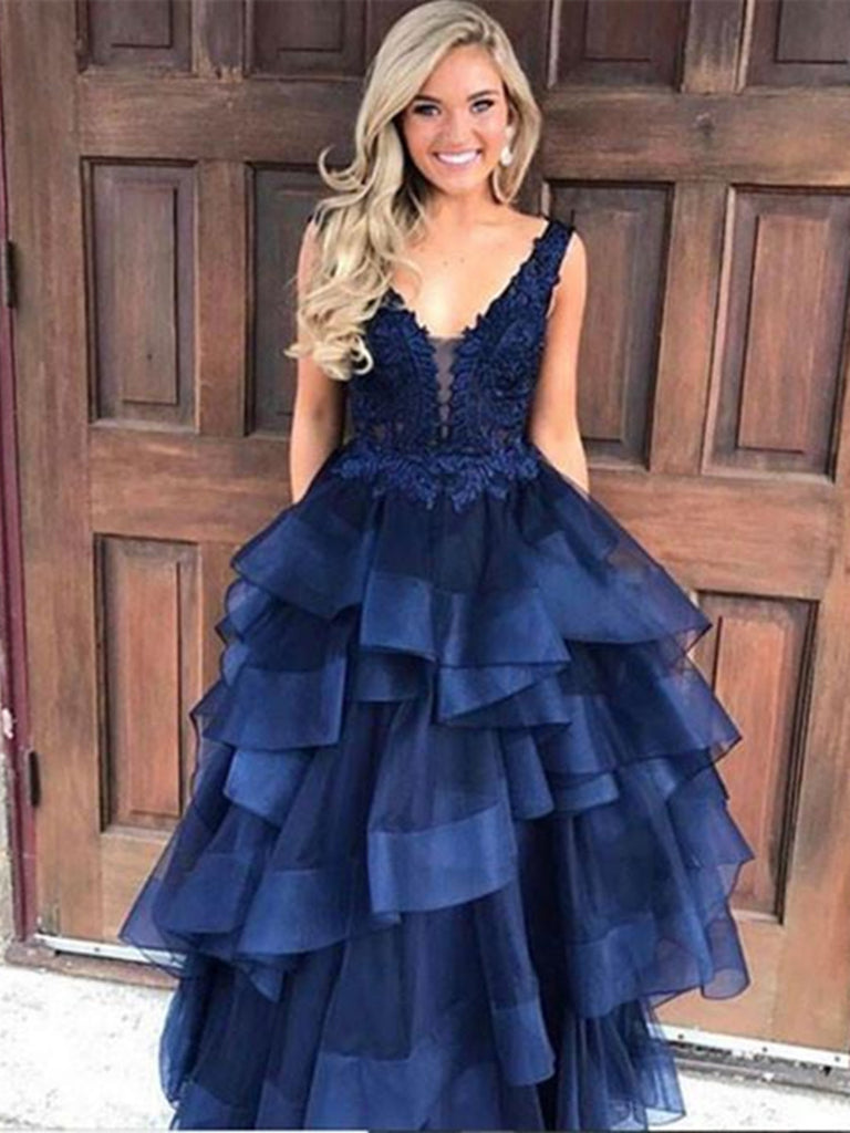 dark blue formal gown