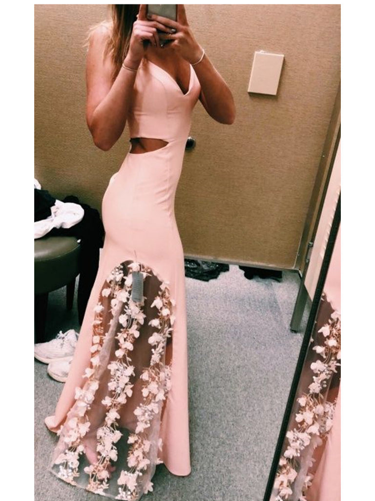 pink long mermaid prom dresses