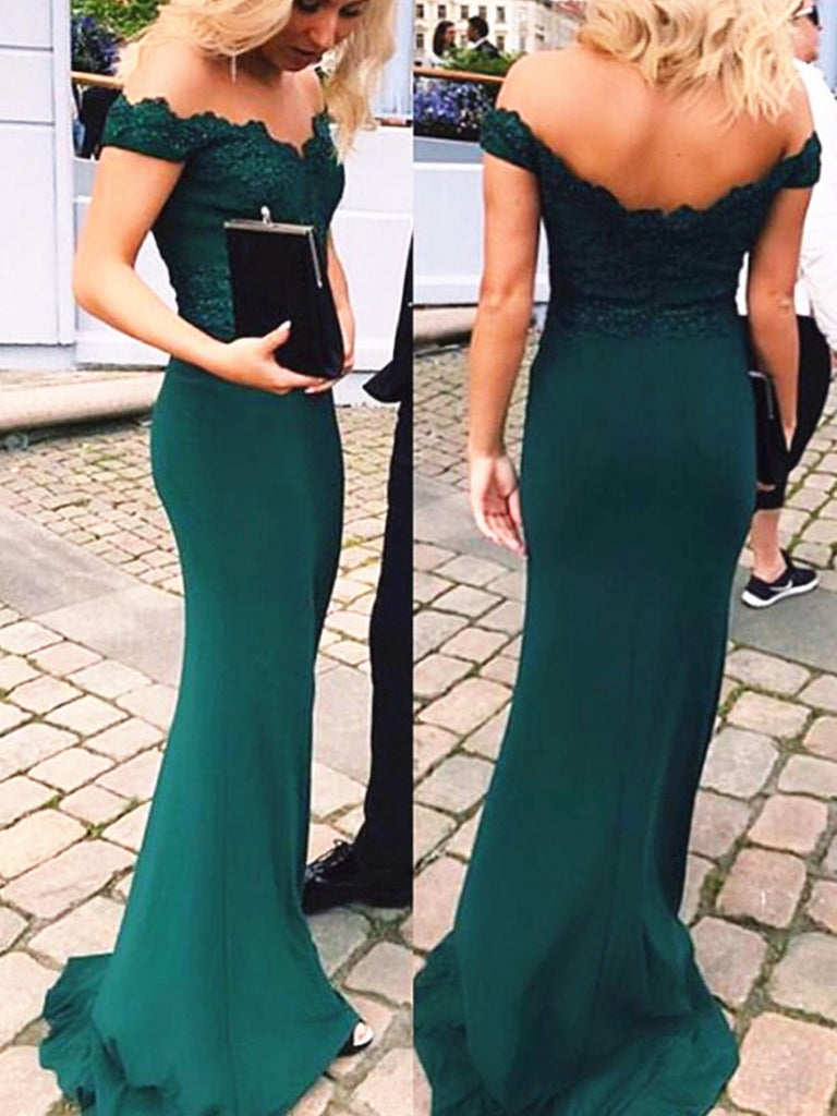 a line emerald green dress