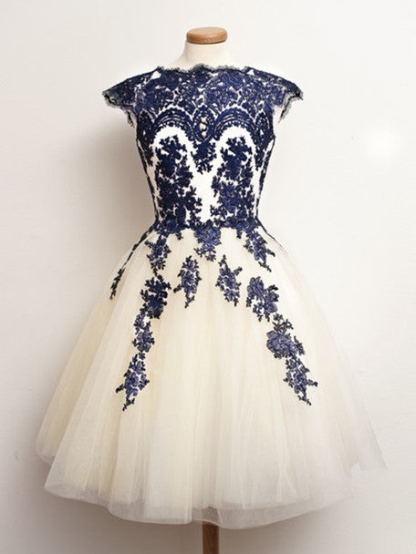 white and blue graduation dress