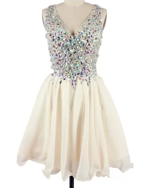 Custom Made A Line Champagne Short Prom Dresses, Short Homecoming Dres ...