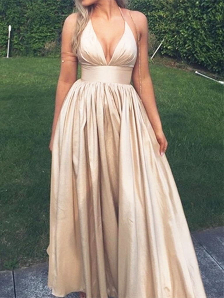 champagne colour evening dress