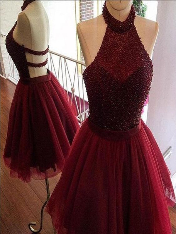 maroon backless dress