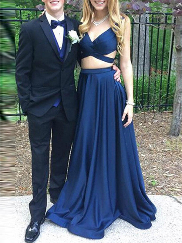 navy blue and yellow prom dress