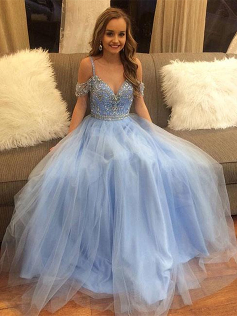 blue and orange prom dress