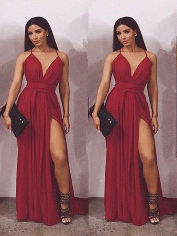 maroon prom dress with slit