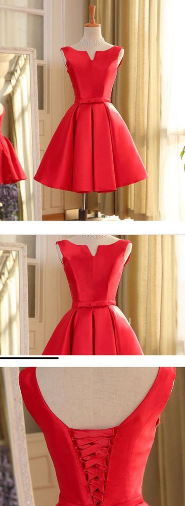 A Line Short Red Mini Prom Dresses, Short Red Homecoming Dresses, Form ...