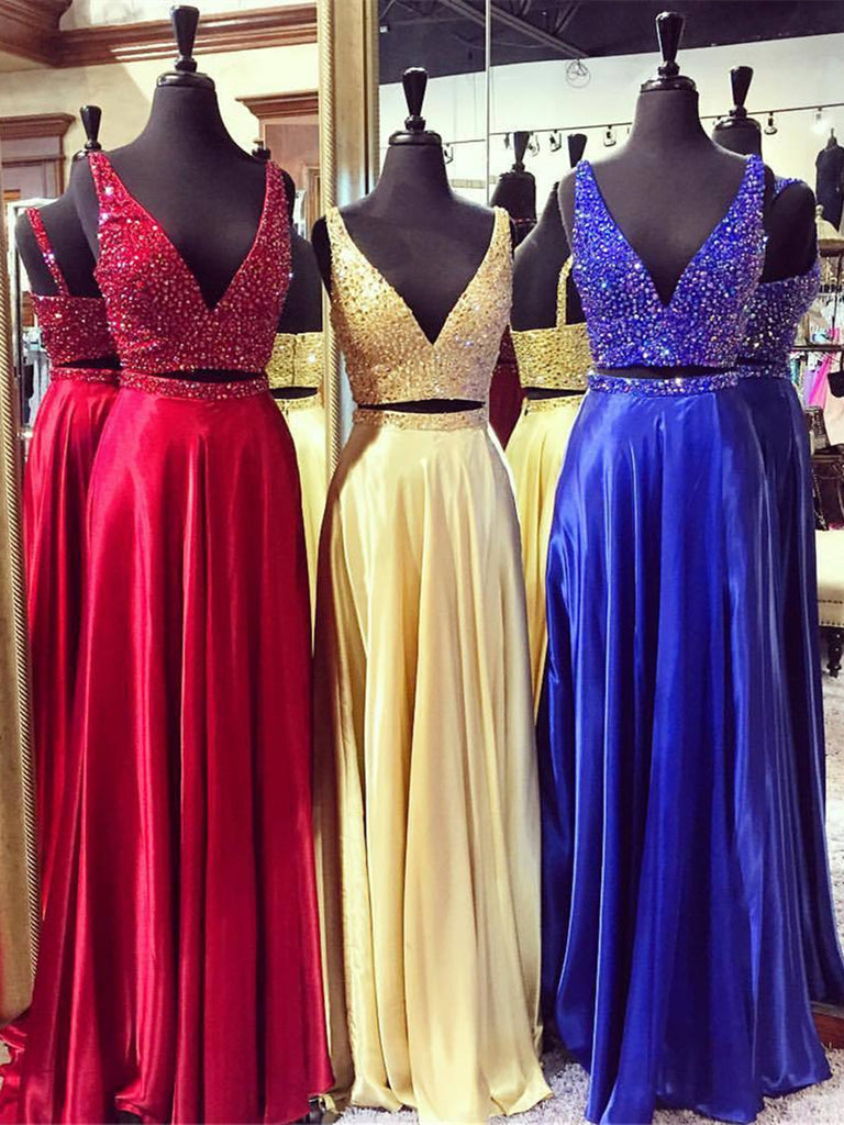 yellow and blue prom dresses