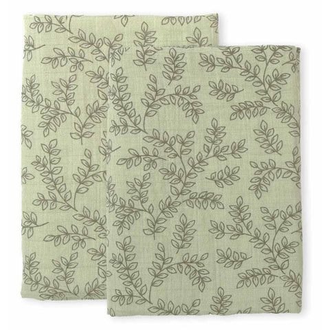 Muslin cloth XL: leaves - taupe