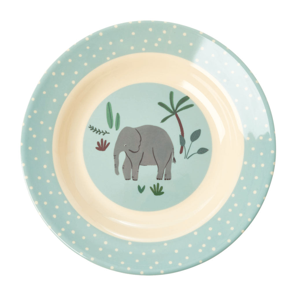 Rice DK Melamine Kids Bowl with Blue Jungle Animals Print – Petit Bazaar