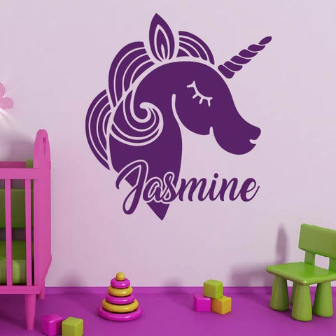 Violet Personalised Name Unicorn Wall Art Sticker