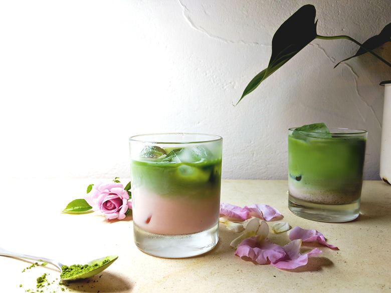 Just Matcha and Blossom Iced Latte