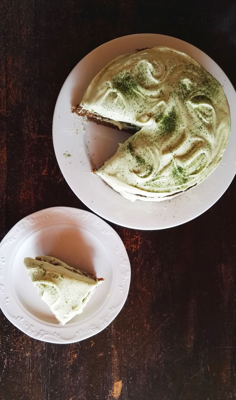 Matcha Carrot Cake with Matcha Cream Cheese Icing