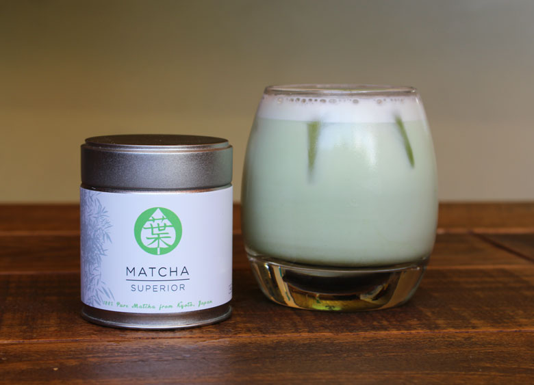 Just Matcha Tin and Iced Matcha Green Tea Latte