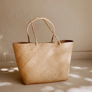 Avery Woven Rattan Tote - cinder + salt