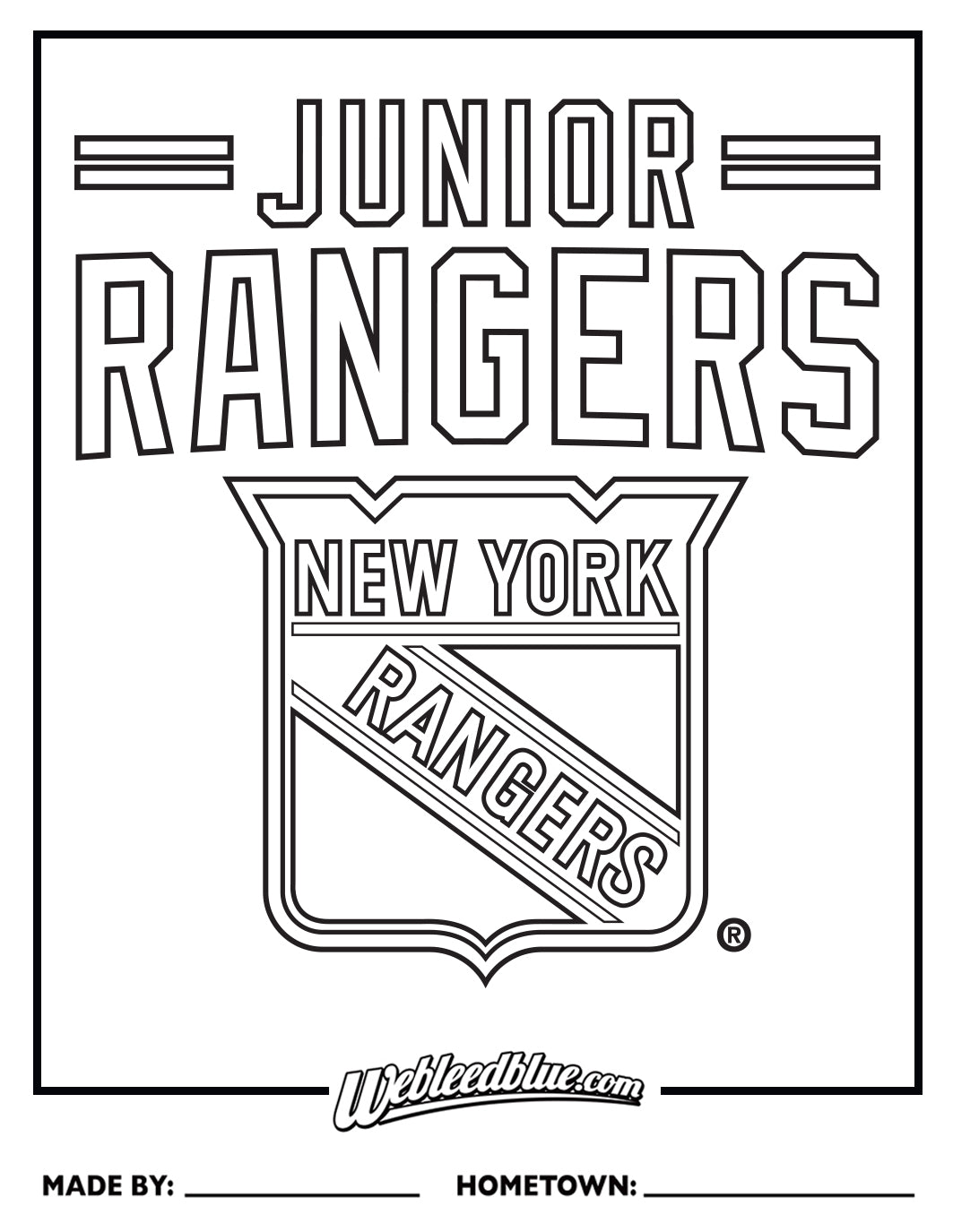 Junior Rangers | We Bleed Blue - Coloring Pages