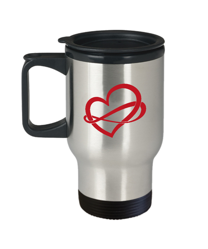 Infinite Heart Love travel mugs - Funny Valentines day Gifts - Funny 14 oz Travel mugs