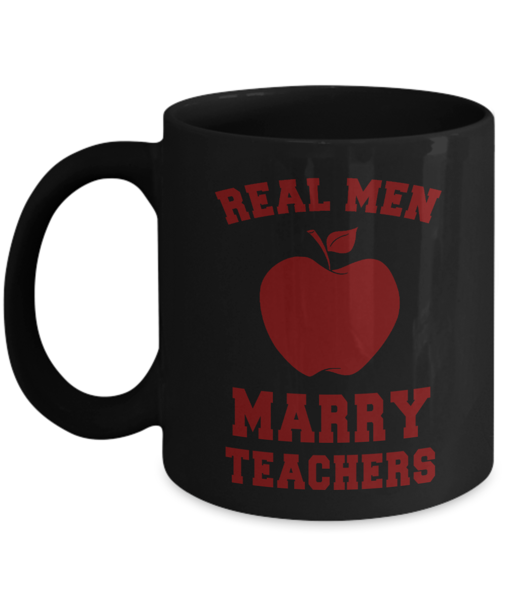 Best Teacher Ever Gift Coffee Mug, Real Men Marry Teachers-Travel Coffee Mug  14 oz For Teacher, Teachers Day, Birthday, Christmas, Wedding,  Anniversary,Gift 