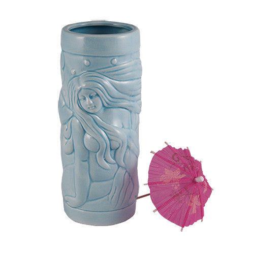 Blue Mermaid Tiki Glass