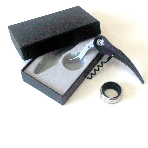 Corkscrew and Drip Catcher Set with Black Case