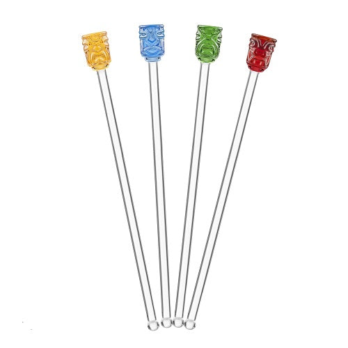 Final Touch Tiki Head Drink Stirrers - Set of 4