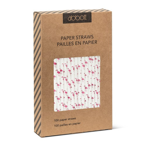 Pink Flamingo Paper Straws - Box of 100