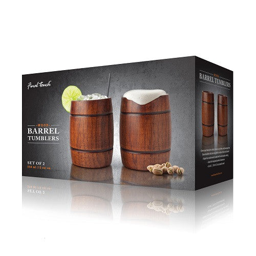 Final Touch Wood Barrel Tumblers - Set of 2