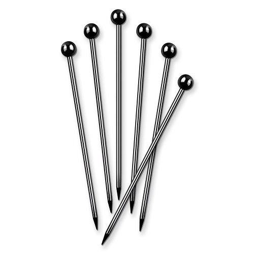 Final Touch Black Chrome Cocktail Picks - Set of 6