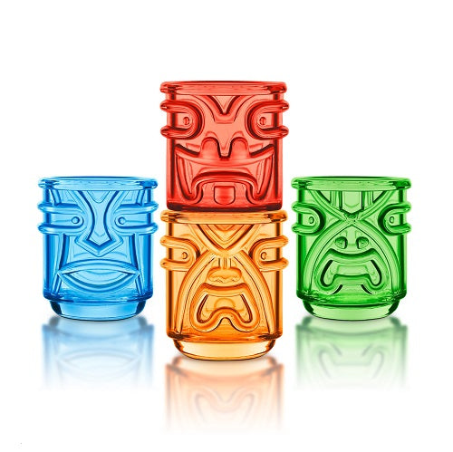 Final Touch Set of 4 Tiki Tumbler Glasses (Coloured)