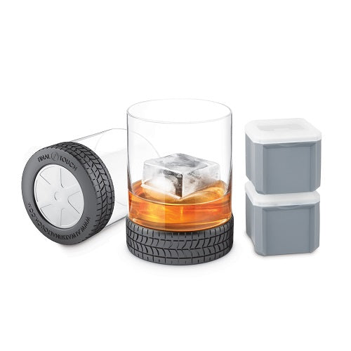 Final Touch Wheel'n 12 oz / 350 ml Glasses with Ice Cube Moulds - 4 Piece Set