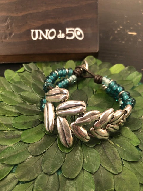 Uno de 50 Lock Brown Cord Bracelet