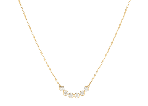 14ky Diamond Bezel Curved Bar Necklace