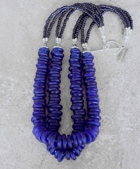 Dutch Dogon Rings 2-Strand Necklace with Lapis, Indigo Glass and Sterling Silver