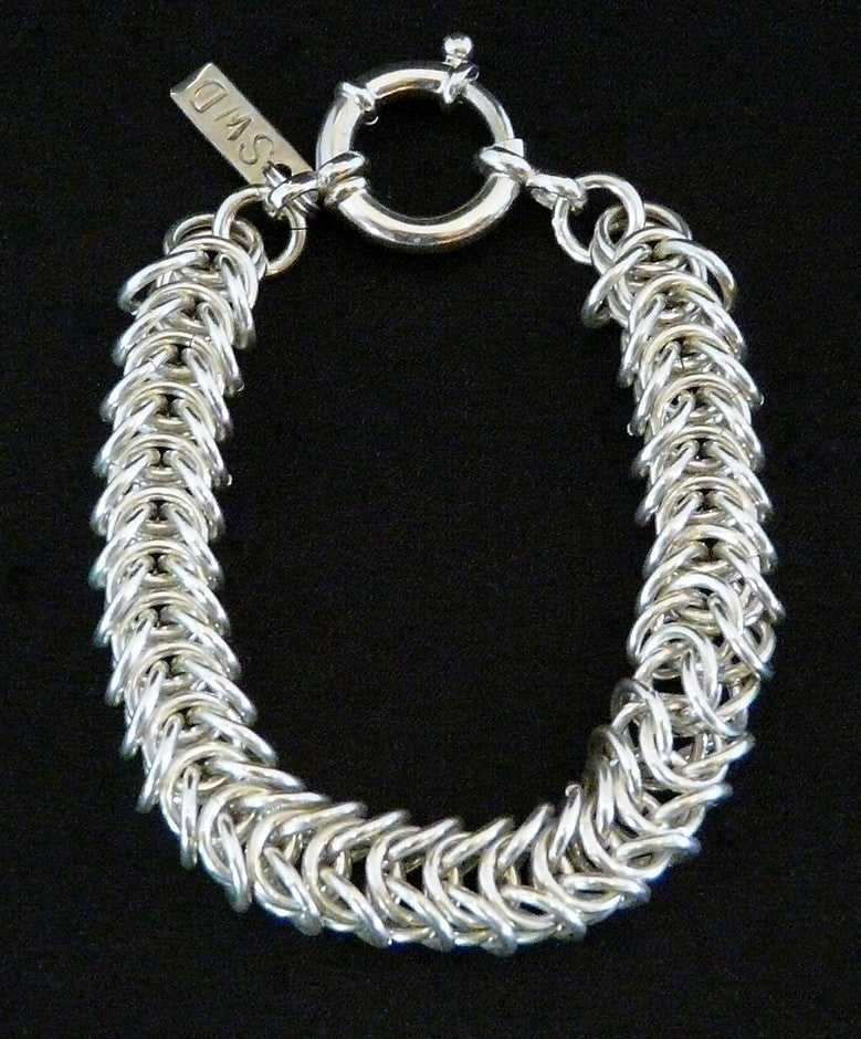 8.6mm Sterling Silver Byzantine Box Link Bracelet | Southwest Designs