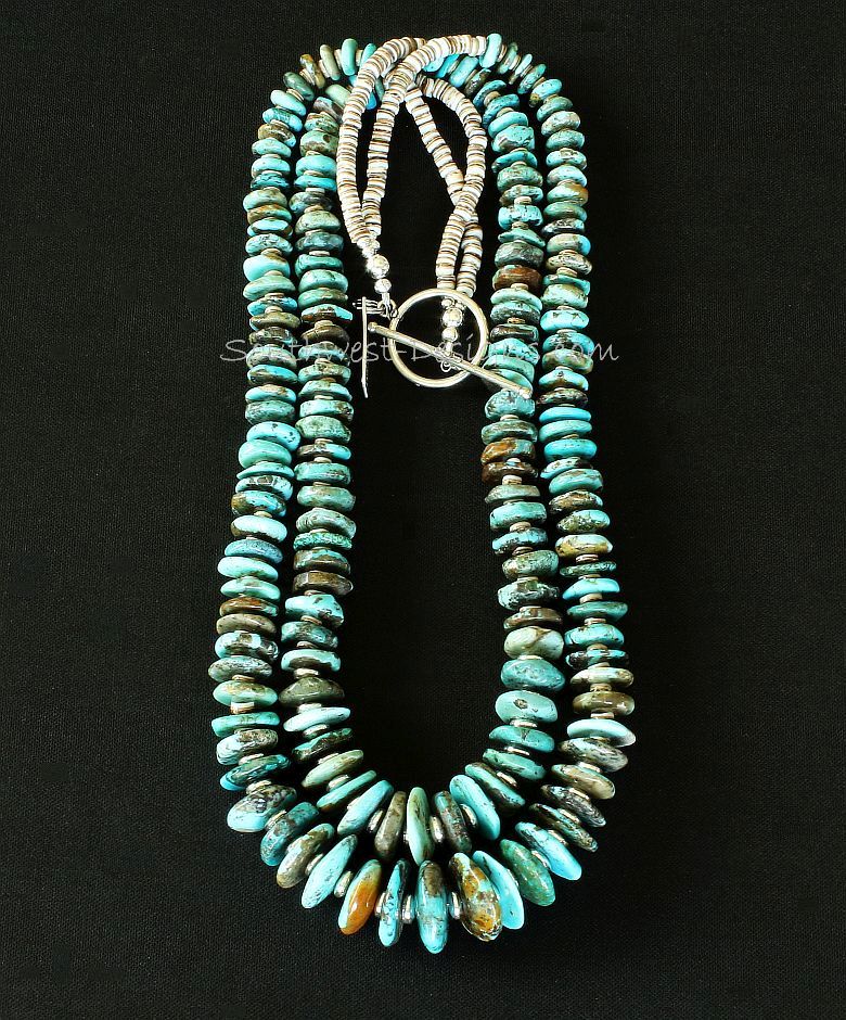 turquoise and silver bead necklace