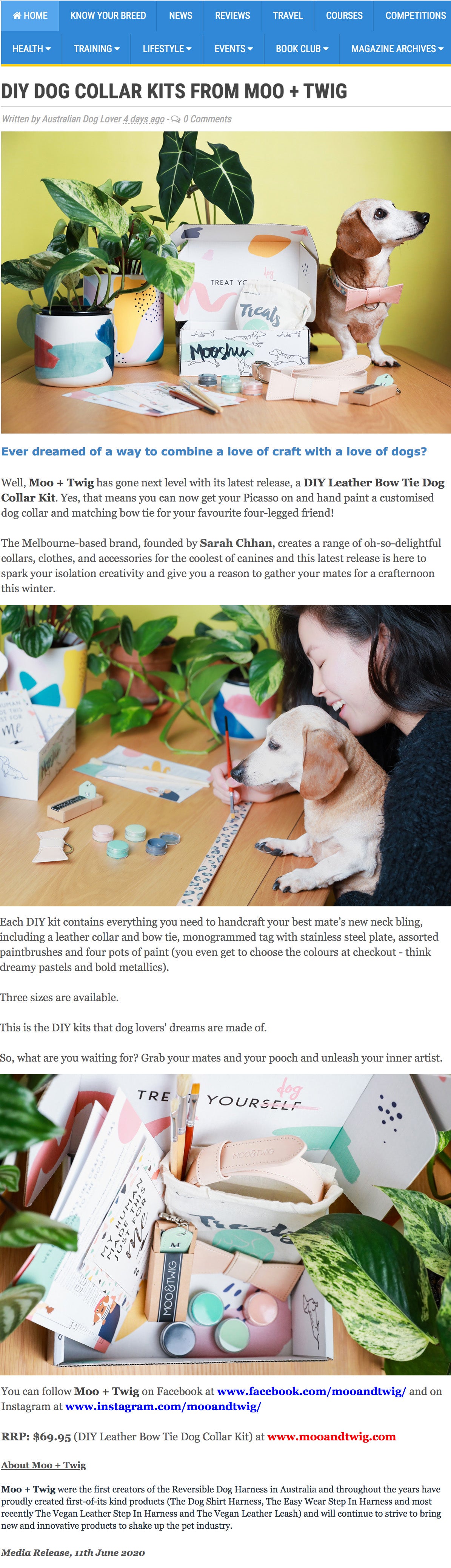 Australian Dog Lover - Moo + Twig DIY Dog Collar Kit
