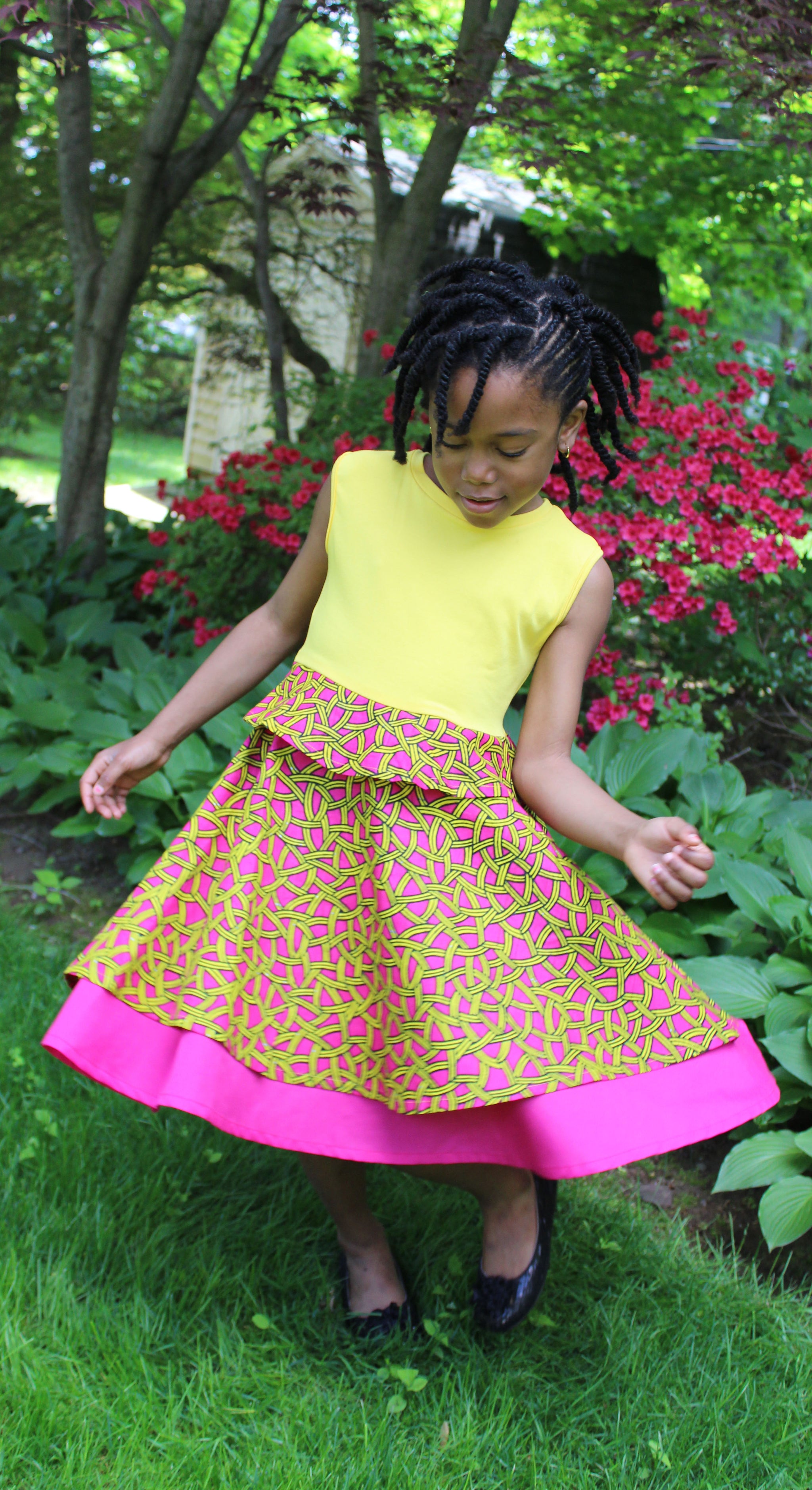 pink african print dress