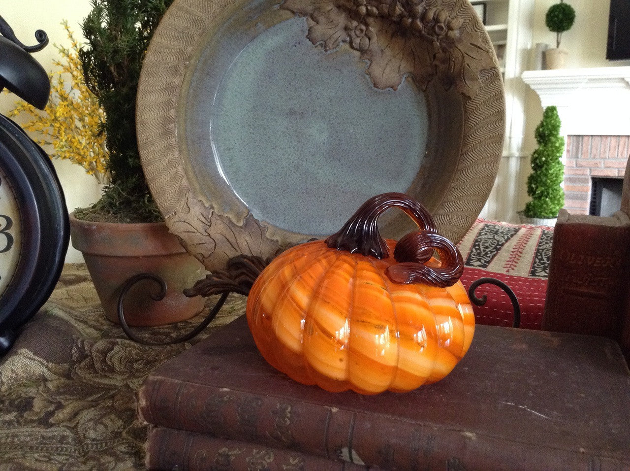 Orange Glass Pumpkin - Small | Home Decorative Accents – HOME