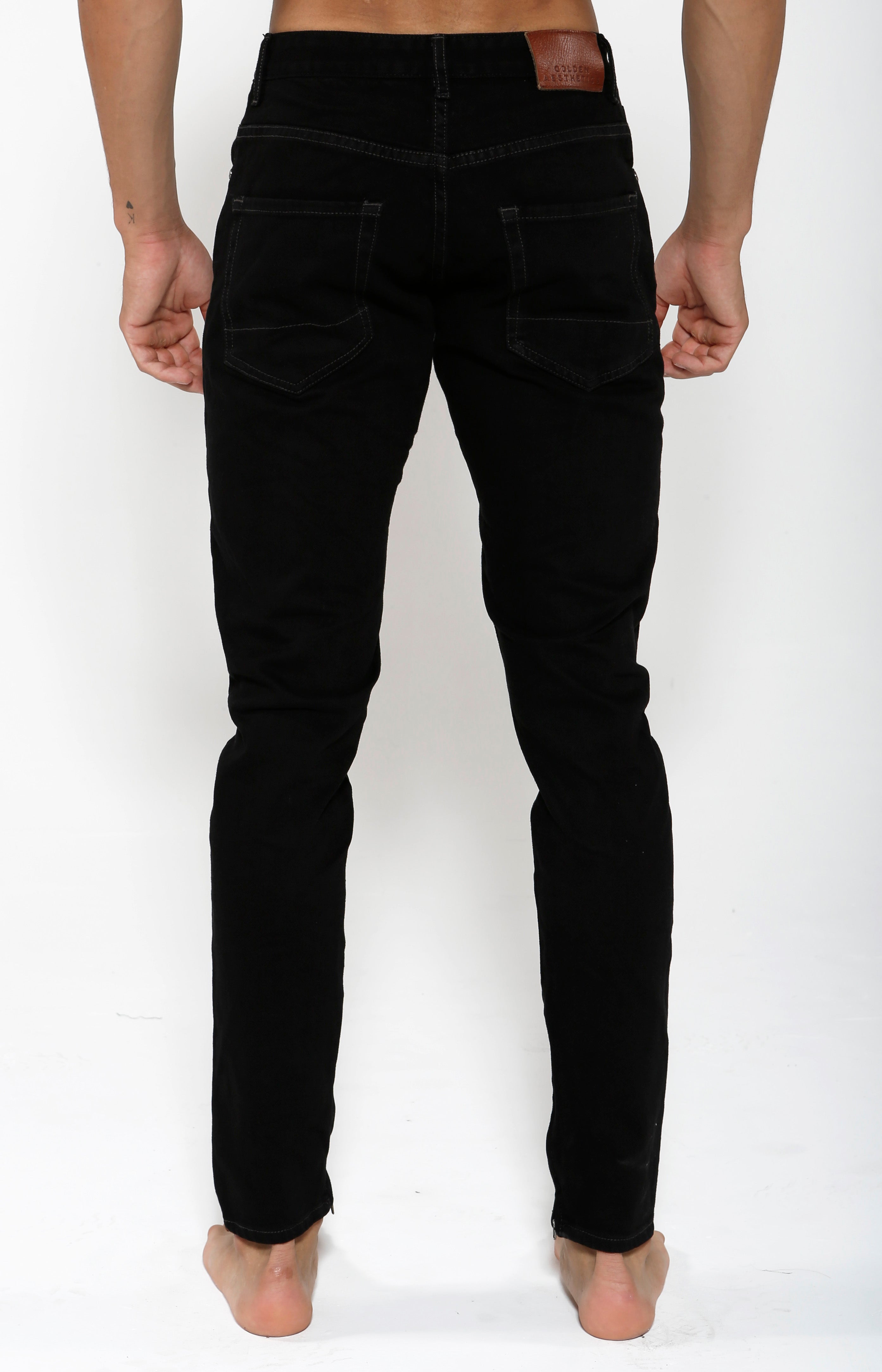 Tapered Stretch Denim - Black Onyx – Golden Aesthetics