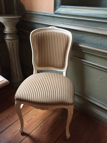 Brilliant and fresh louis XV chair, classic modern decor. paneled room, travel blogger.