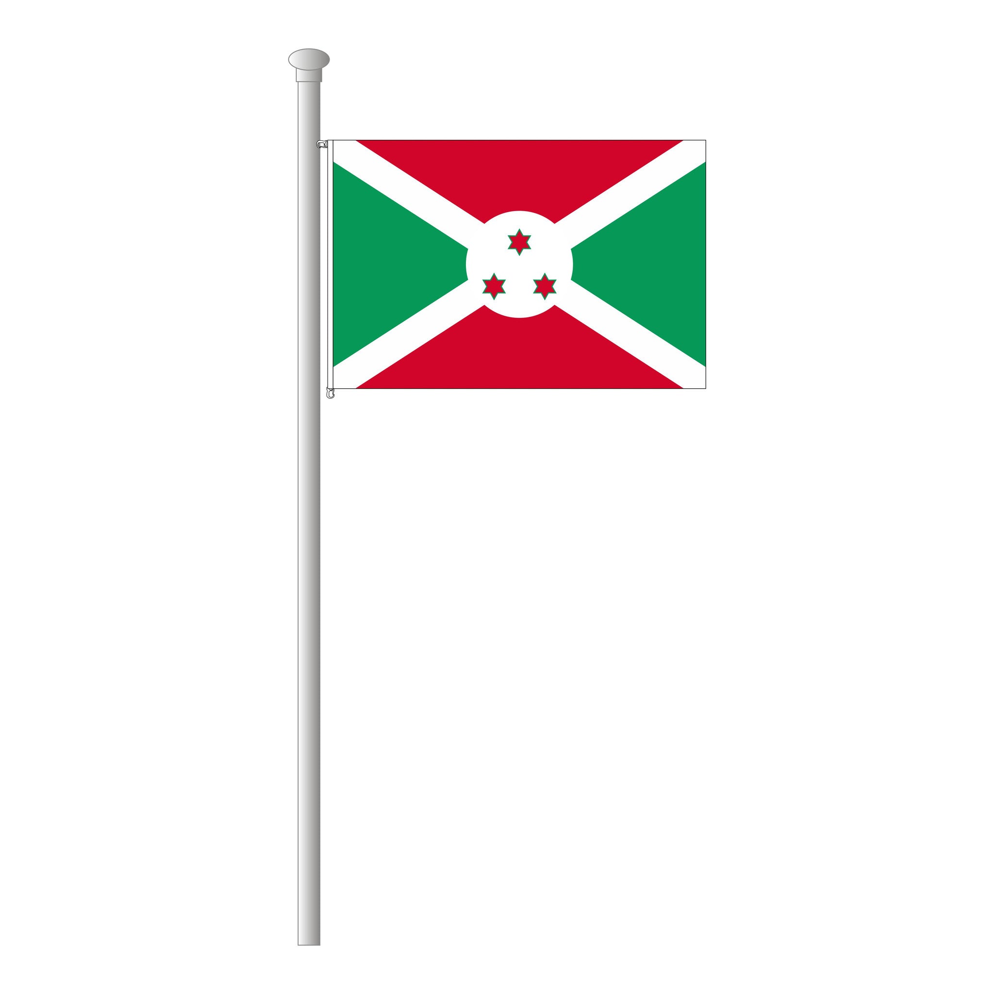 Burundi Flagge, grün-weiß-rot bedruckte Hissflagge im ...