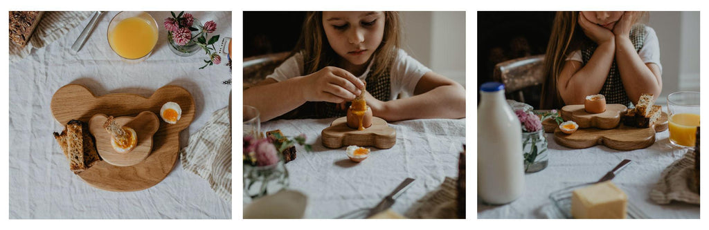 Eco Easter wooden egg cups & breakfast boards at Blue Brontide