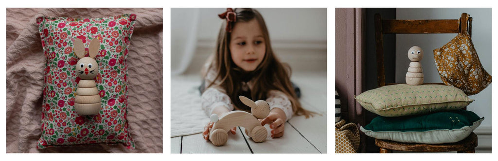 Eco Easter wooden rabbit children's toys 