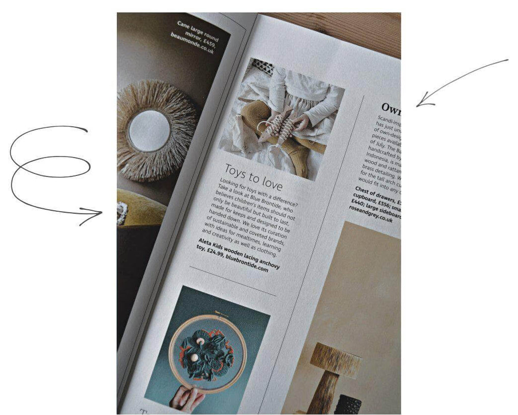 Scandi at home magazine features blue brontide