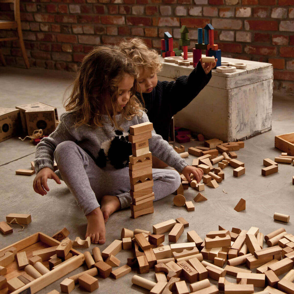 Wooden Story - Natural Wooden Blocks in a Tray