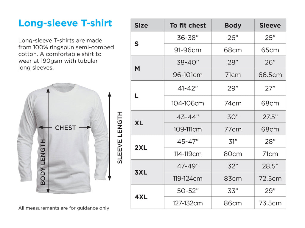 Long-sleeve T-shirt sizesFlyingraphics