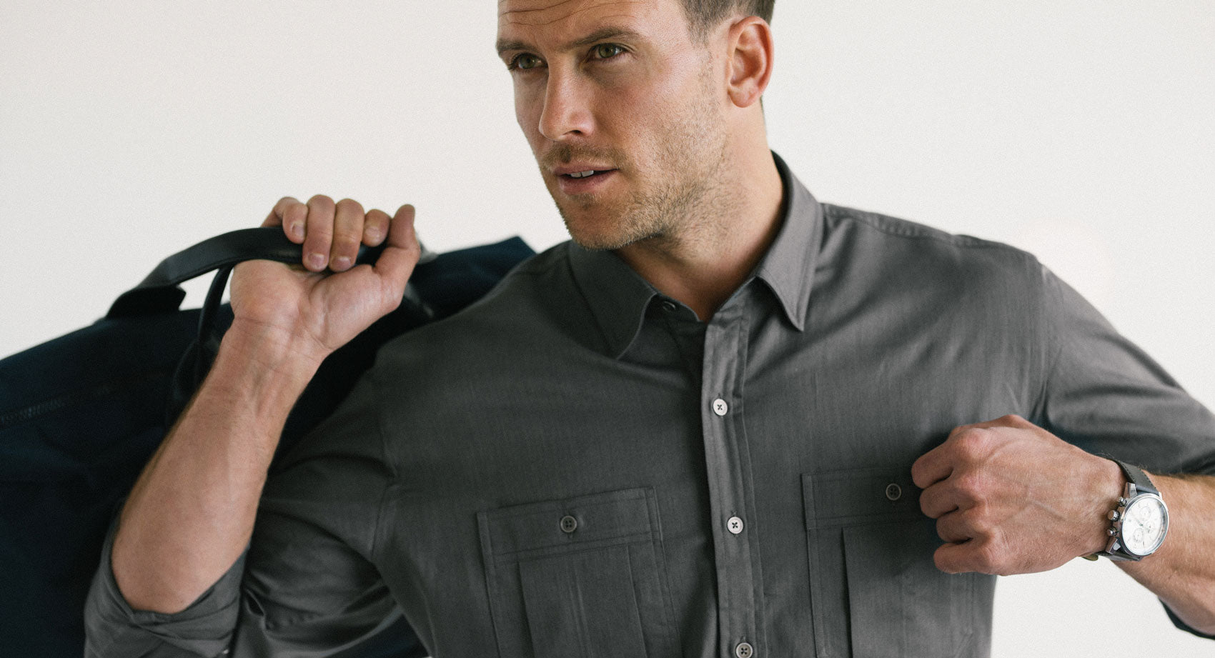 Fixer men's utility shirt in slate gray twill