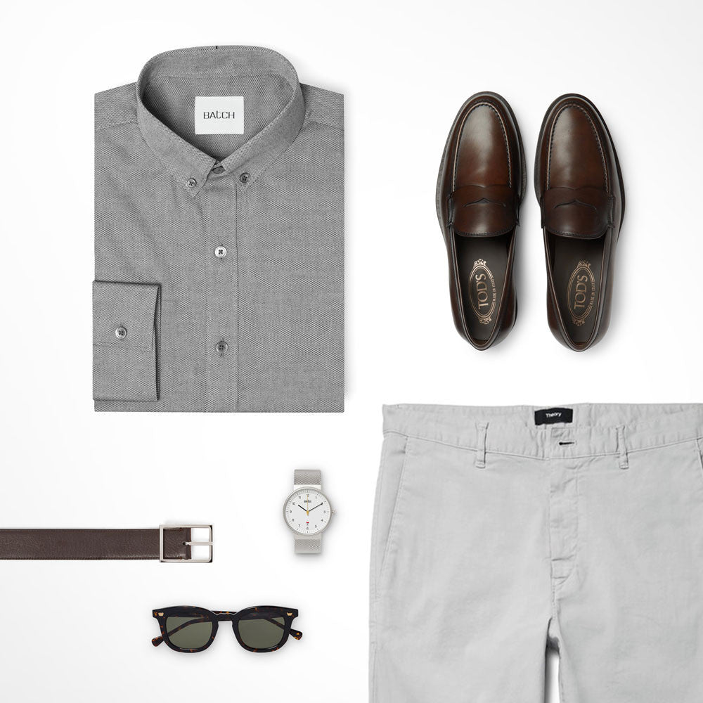 Grey Tone-on-tone Outfit Casual Shirt