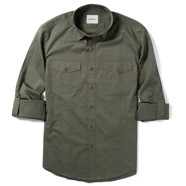 Men's Utility Shirt - Explorer In Fatigue Green Twill | Batch